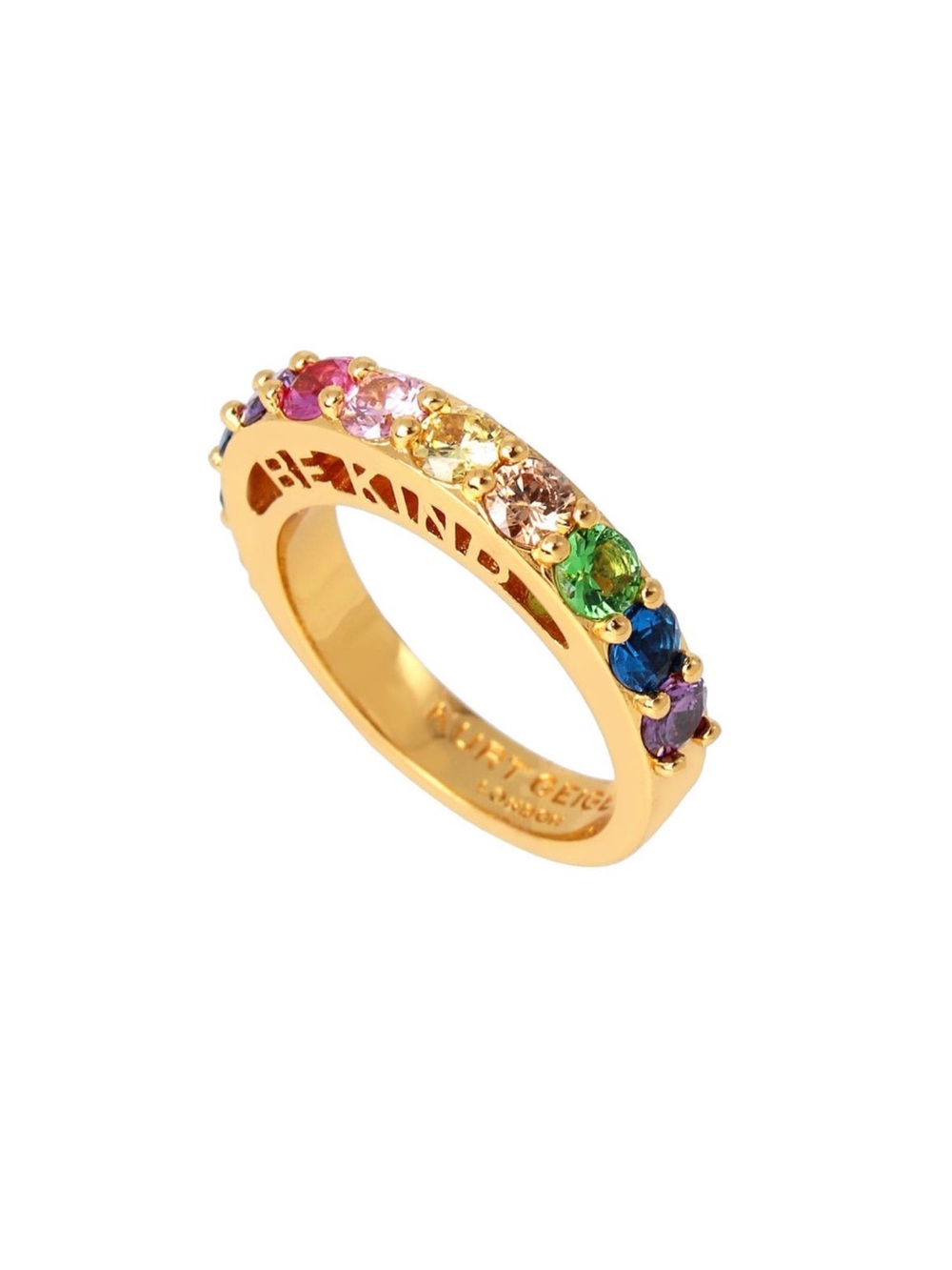 Kurt Geiger Gold Rainbow Gemstone Band Ring